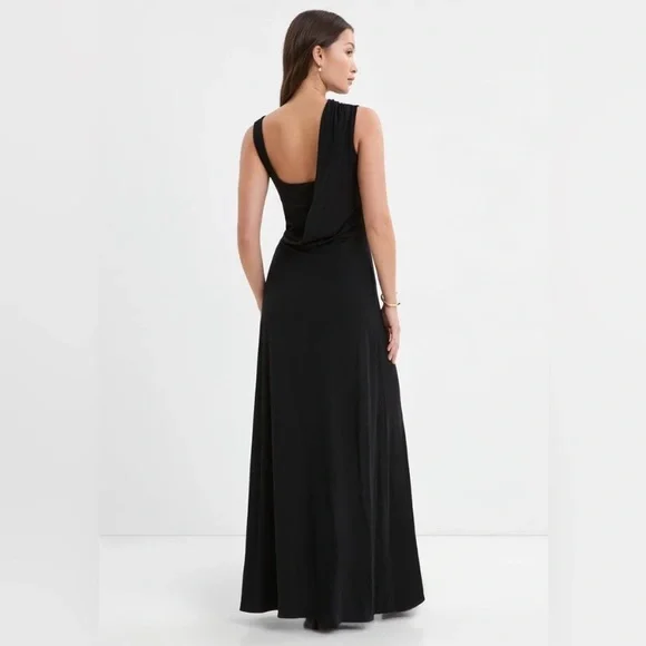 Marcella NYC Laurel Gown Dress Black European Jersey High Stretch Small - Picture 3 of 15